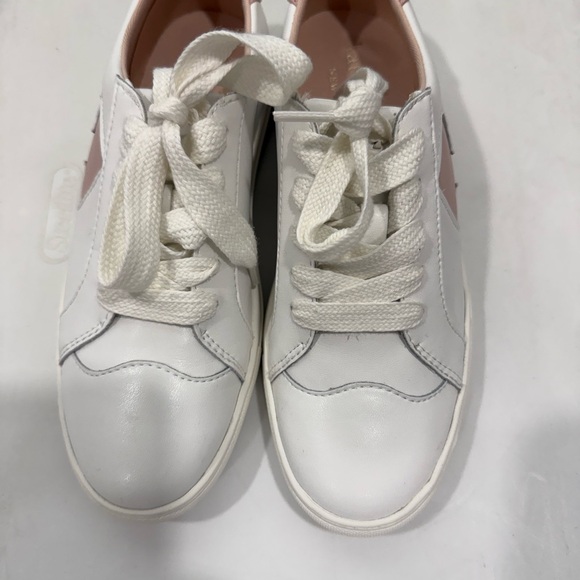 NWOT Kate Spade White Sneakers with Pink Heart Accent - Picture 2 of 6